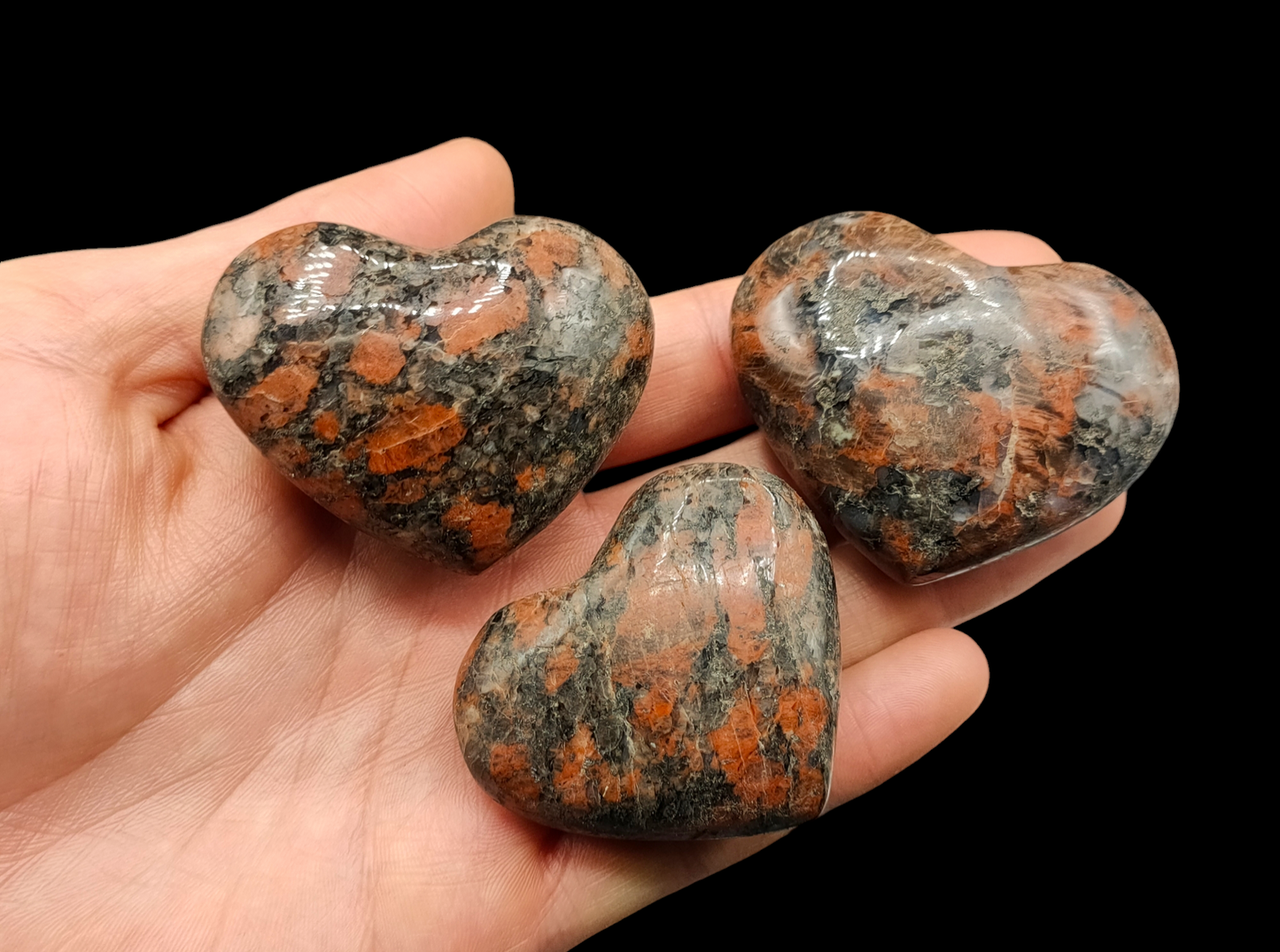 1KG Brecciated Black & Red Jasper Hearts