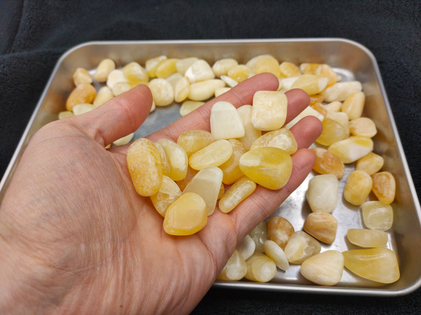 1KG Yellow Calcite Chips & Tumbles