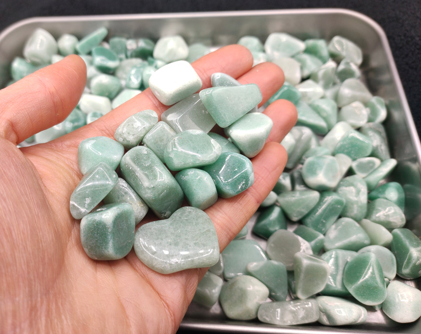 1KG Green Aventurine chips & Tumbles