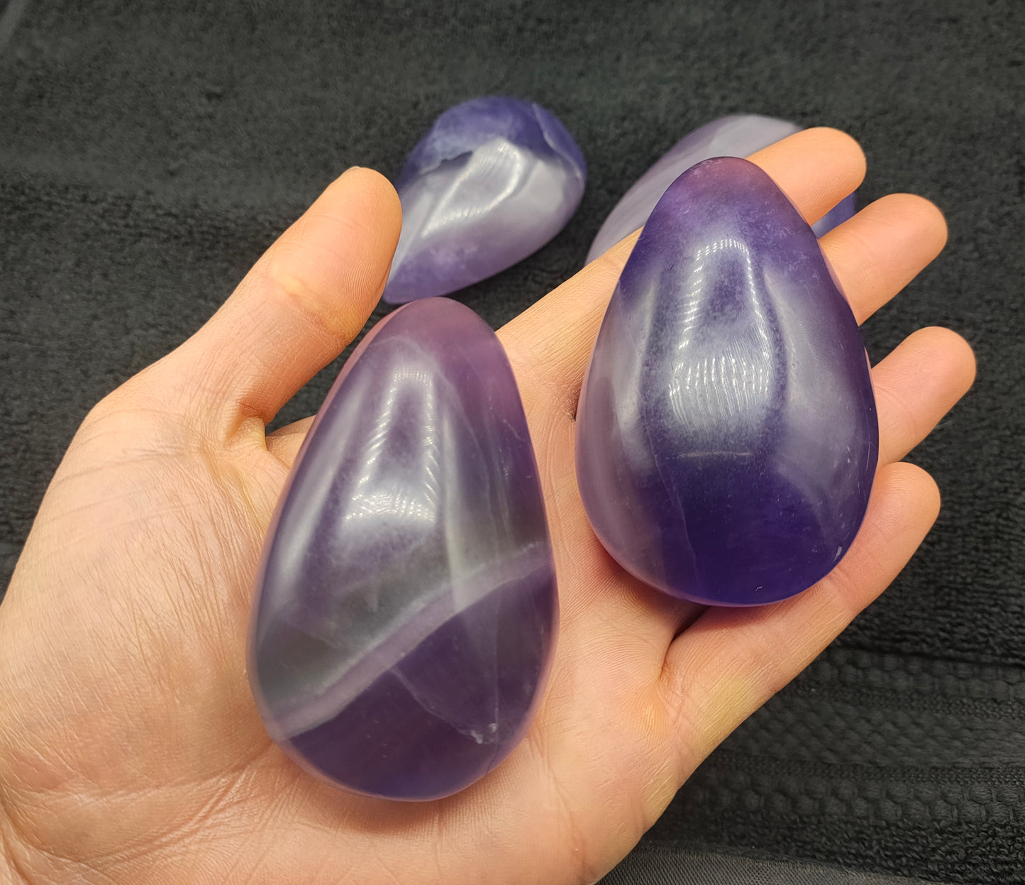 1KG Purple Fluorite Palm Stones