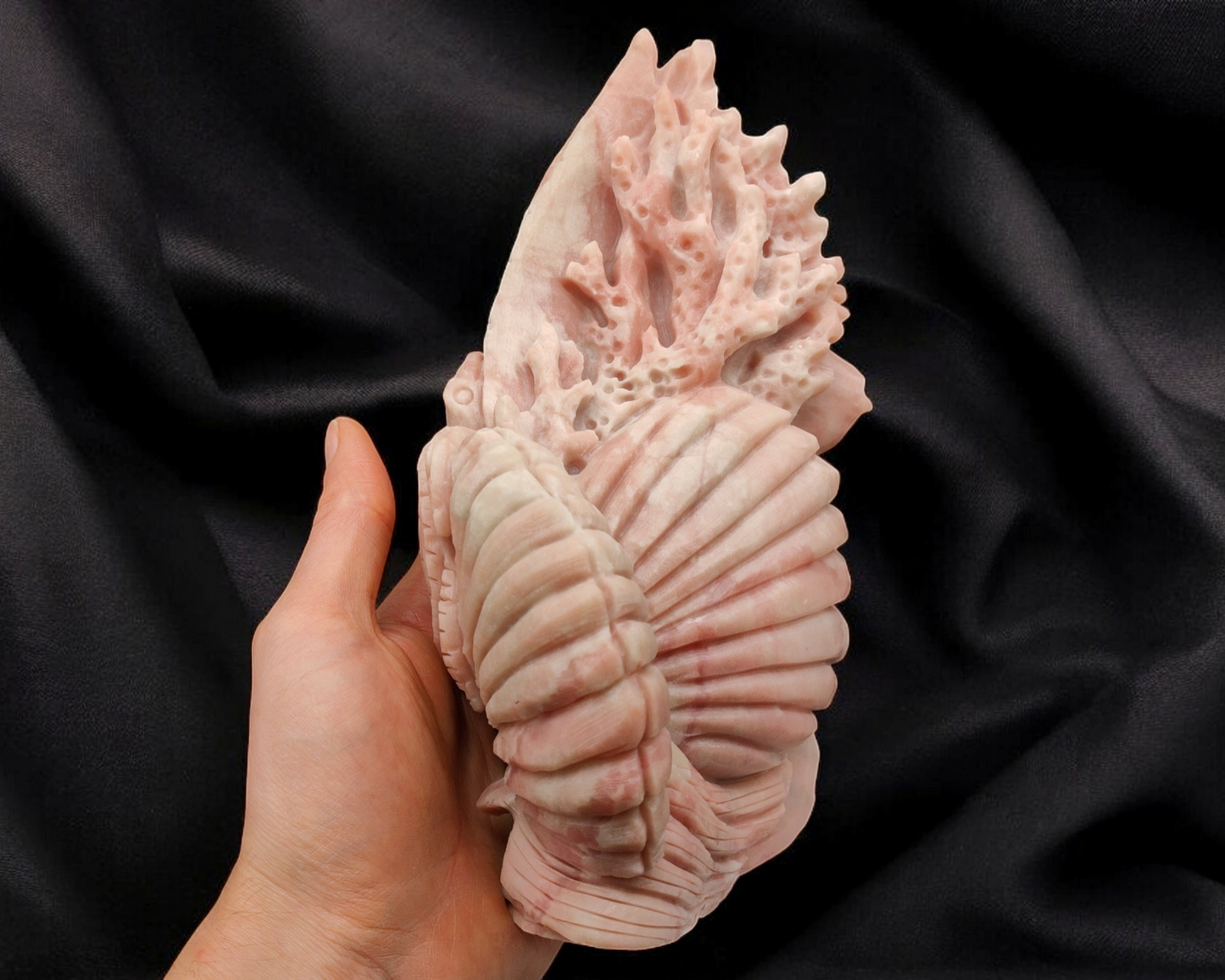 LARGE PINK OPAL REEF CARVING