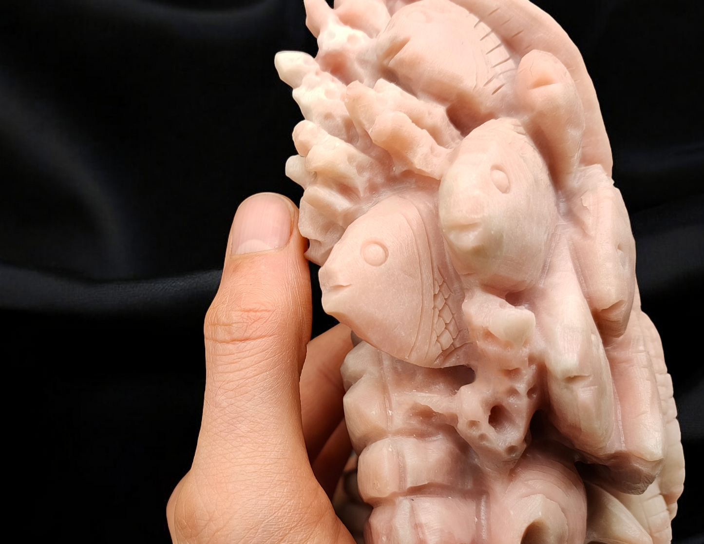 LARGE PINK OPAL REEF CARVING