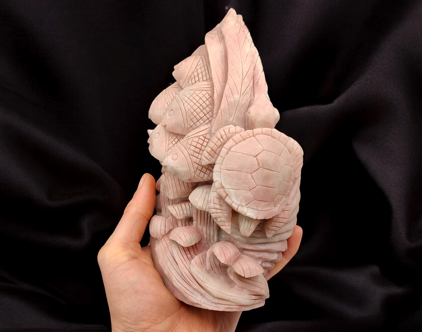 LARGE PINK OPAL REEF CARVING