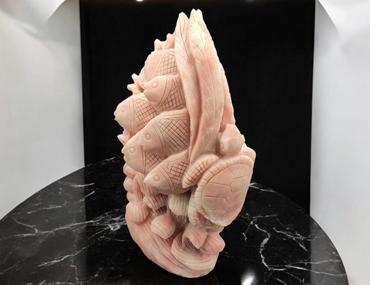 LARGE PINK OPAL REEF CARVING
