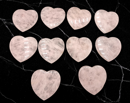 10x flat Rose Quartz Heart hearts shapes