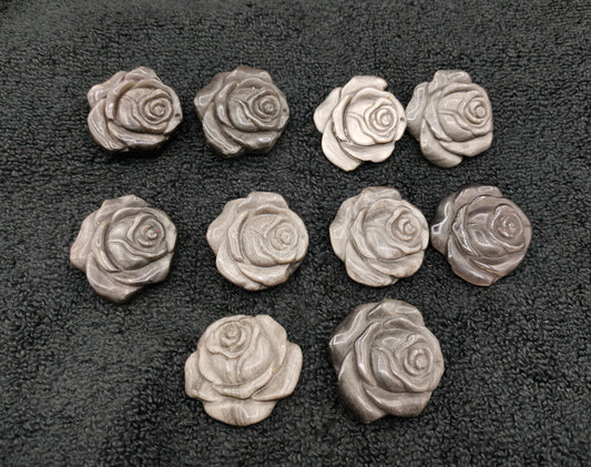 10X SILVER OBSIDIAN ROSE CARVINGS