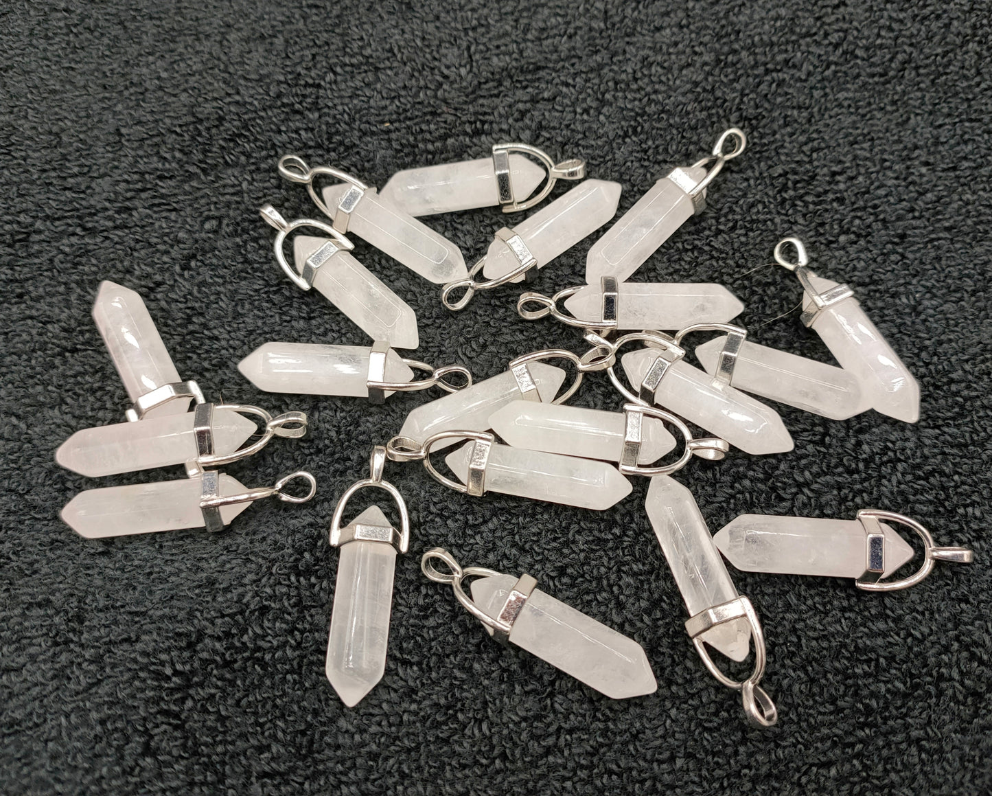 20X CLEAR QUARTZ DOUBLE POINT PENDANTS