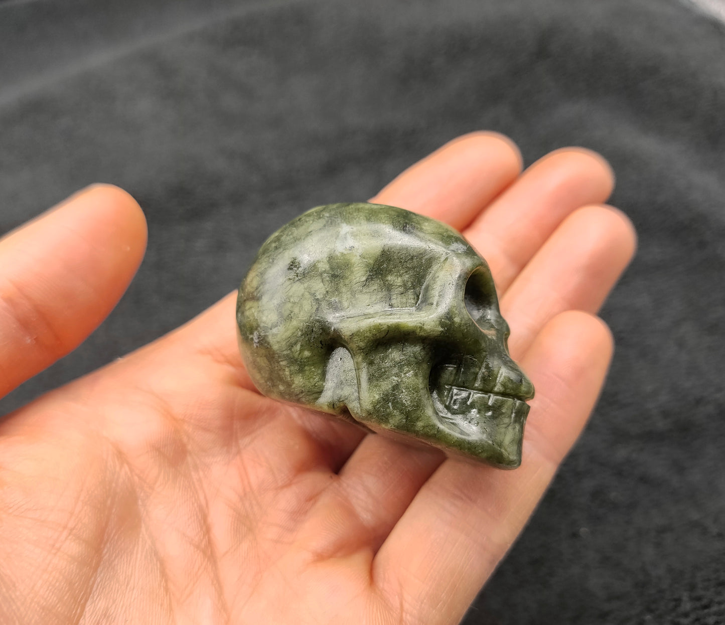 NEPHRITE JADE SKULL CARVING