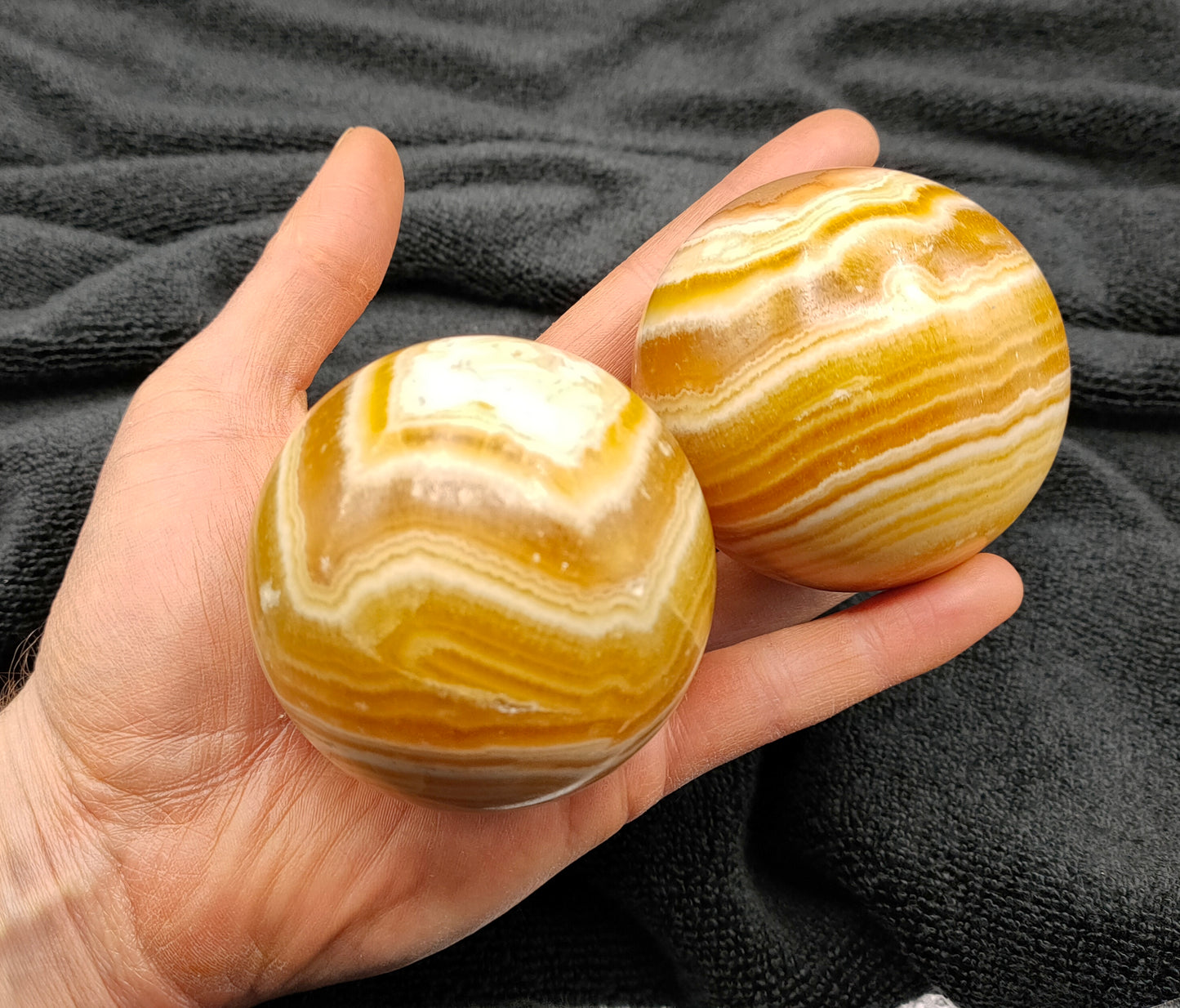 1KG Banded Yellow Calcite Sphere's