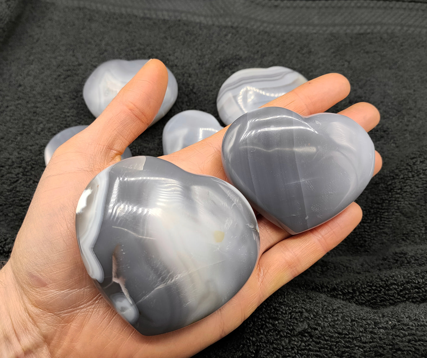 1KG Large Dark Agate Hearts