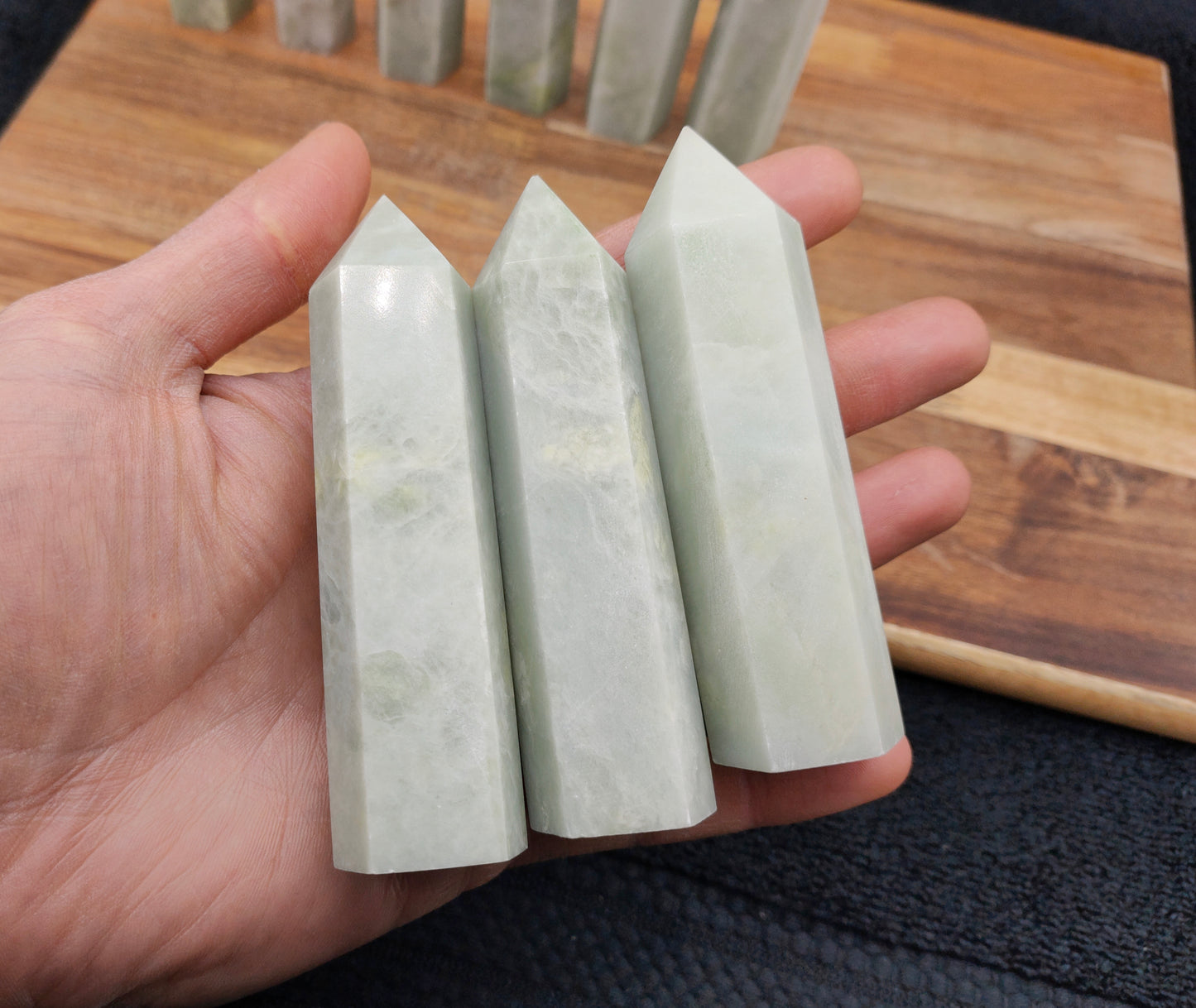 1KG Pale Green Jadeite Towers