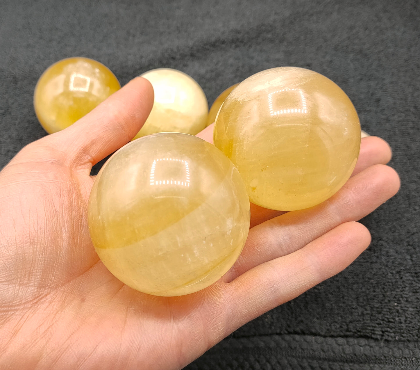 2KG Yellow Calcite Spheres