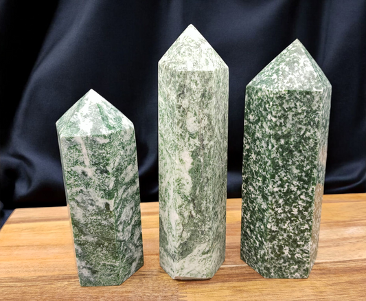 3X Large Green Spot Jasper Towers