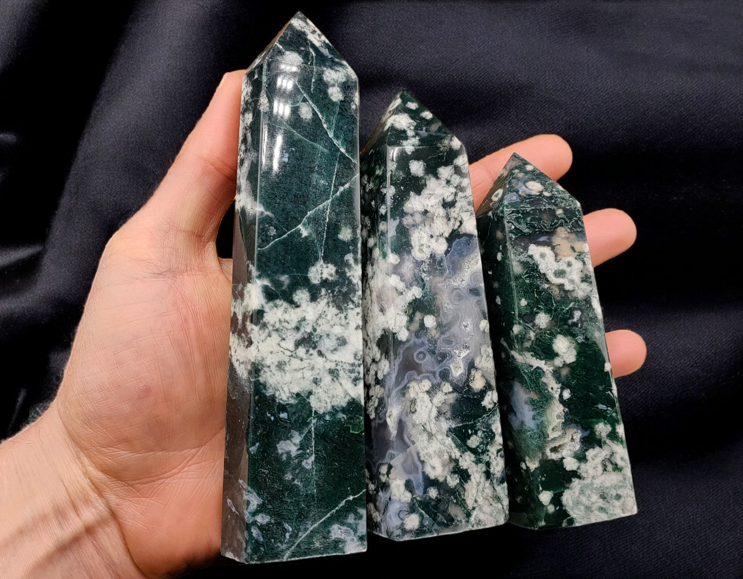 2KG Moss Agate Towers